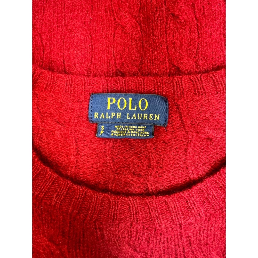 Polo Ralph Lauren Womens Red Cable Knit Merino Cashmere Sweater Vintage Holiday - Picture 4 of 13